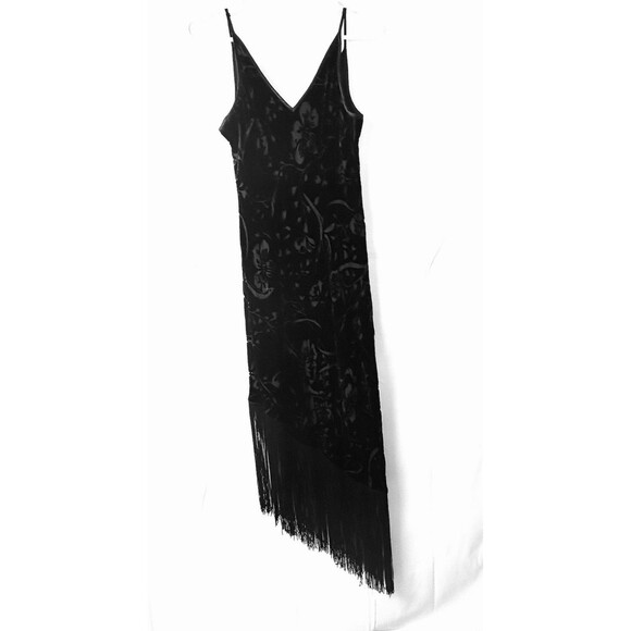 Robbie Bee Womens Size 6 Velvet Burnt Out Tassles Dress - Picture 8 of 9